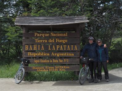 Elke Ott on a bike trip with her husband through South America in 2019.