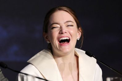 CANNES, FRANCE - MAY 18: Emma Stone attends the "Kinds Of Kindness" press conference ahead of the 77th annual Cannes Film Festival at Palais des Festivals on May 18, 2024 in Cannes, France. (Photo by Neilson Barnard/Getty Images)