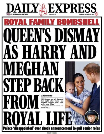 British newspapers react to Prince Harry and Meghan Markle's shock move