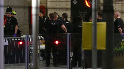 A victim of the Manchester bombing is stretchered away. Photo: Getty Images