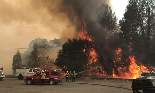Counties in northern California are being ravaged by wildfires driven by intense winds and dry weather. Picture: AP.