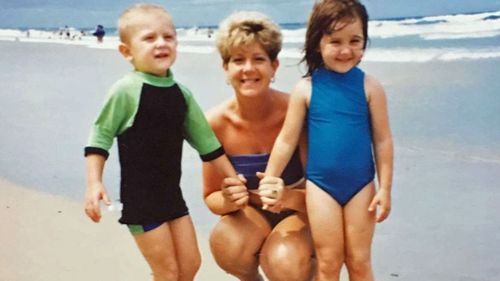 Tanya Battel, pictured with her children Sam and Alana around the time she was first diagnosed with breast cancer in 1997.
