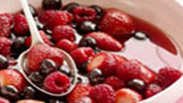 Berries in cranberry and orange syrup