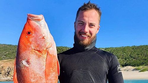 The man, identified as Didrik Hurum, 25, was spearfishing just off Point Lookout on North Stradbroke Island where he failed to resurface. 