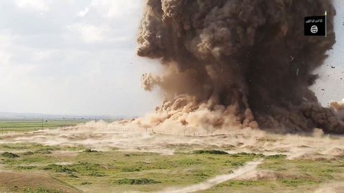 ISIL have released pictures and video of them destroying ancient historical artifacts and sites. (Supplied)