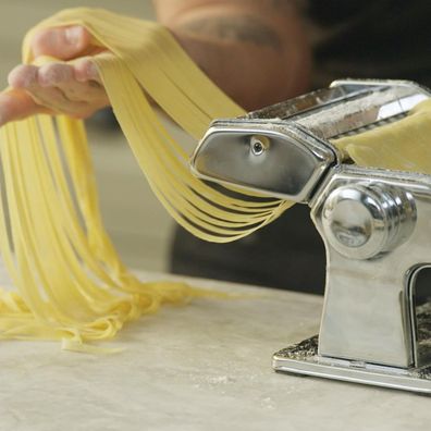 Brooklyn Beckham makes pasta from scratch as part of the meal