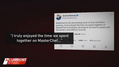 Gordon Ramsay took to Twitter to say how much he enjoyed the time he spent with Jock Zonfrillo on MasterChef.