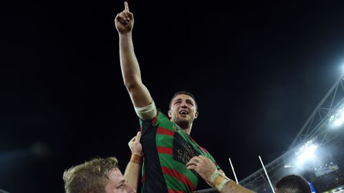 Burgess celebrates after the spectacular win. (AAP)