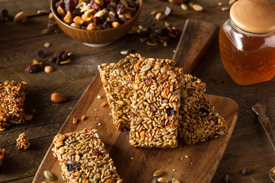 Homemade raw energy seed breakfast bar