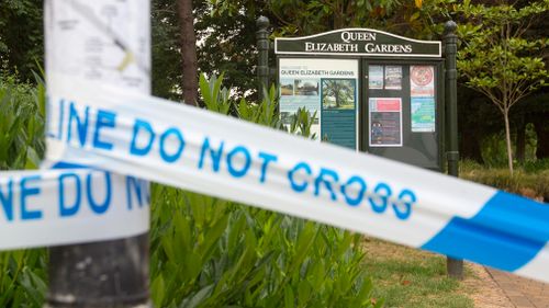 Queen Elizabeth Gardens is off limits to the public because the pair visited the area on Friday night. Picture: AAP