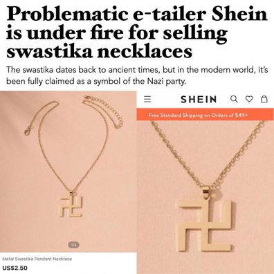 Shein Pulls Swastika Pendant Necklace from Website Following