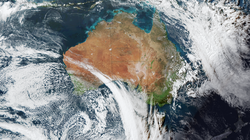 Uma imagem via satélite de um resfriado antes de se estabelecer para atingir a Austrália no fim de semana de 16 de setembro.