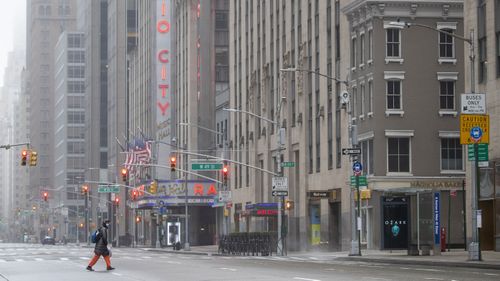 Normally one of the busiest places on Earth, midtown Manhattan is practically deserted as New York strains from so many coronavirus cases.