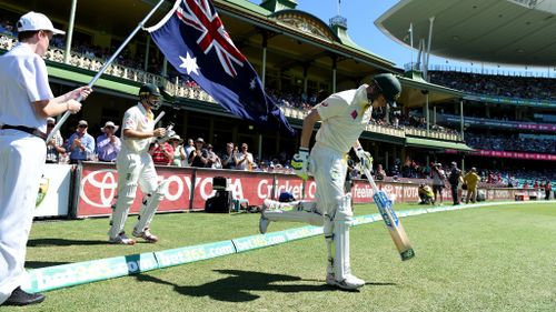 Smith and Watson walk out to bat today. (AAP)