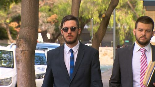 Mitchell Joseph Brindley (L) faced Fremantle Magistrates Court charged under tough new revenge porn laws.