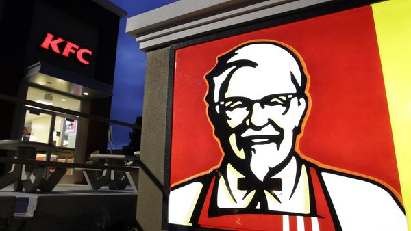 The KFC logo is seen outside a KFC restaurant in Mountain View, Calif., April 18, 2011.