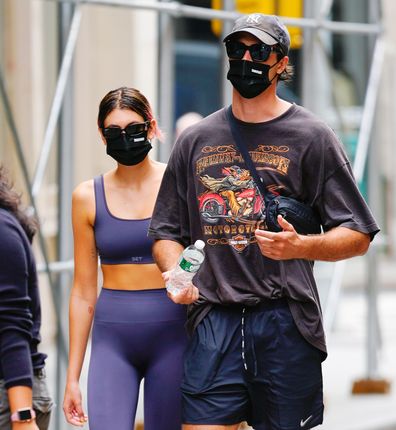 Kaia Gerber and Jacob Elordi come back from the gym on September 09, 2020 in New York City.