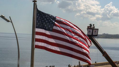 The US flag was raised over the newly re-opened the Embassy in Havana in August 2015. (AAP)