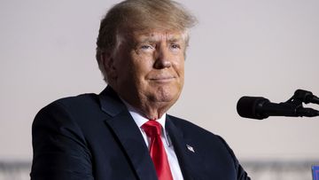 Former President Donald Trump speaks during his Save America rally in Perry, Ga., on Saturday, Sept. 25, 2021. (AP Photo/Ben Gray)