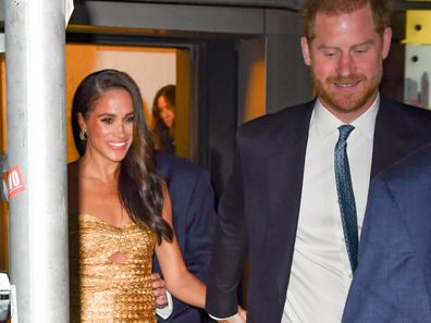  Meghan Markle, Duchess of Sussex, and Prince Harry, Duke of Sussex leave The Ziegfeld Theatre on May 16, 2023 in New York City.