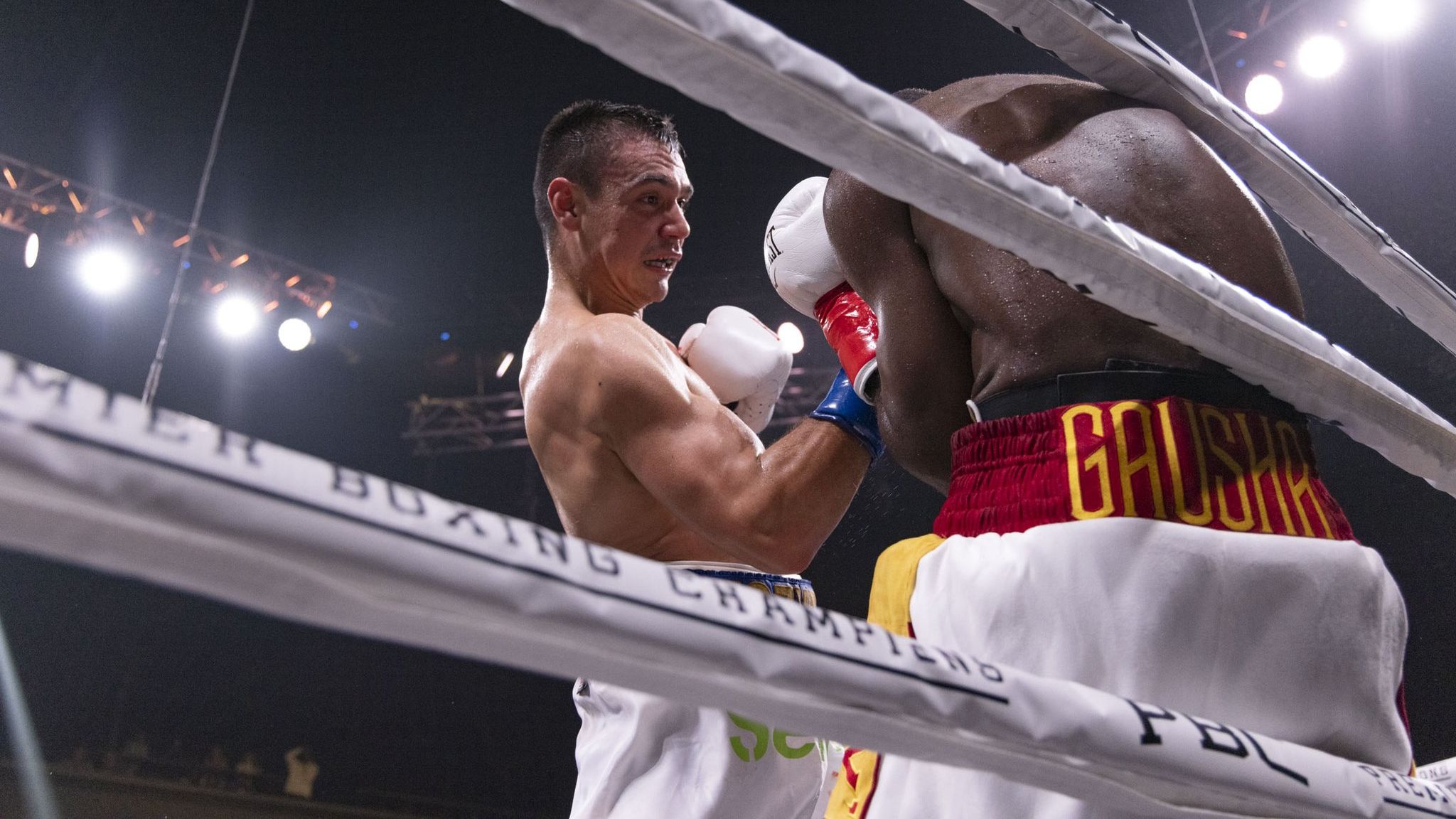 Tim Tszyu belts Terrell Gausha.