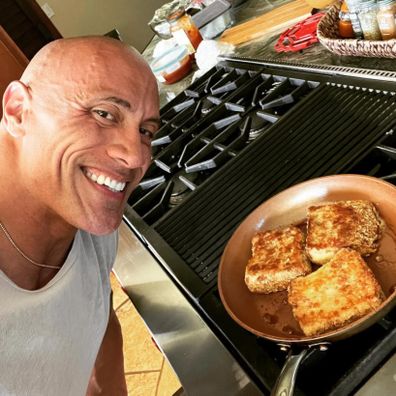 Dwayne Johnson shows off epic cheat-meal breakfast of steak, eggs and oatmeal.