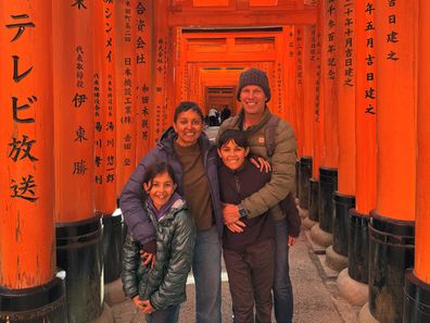 Lavania Parker with her husband and two children on a recent family holiday to Japan.