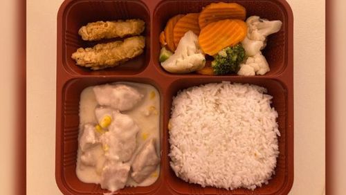 A Hong Kong hospital meal for those confined after testing positive for COVID-19.