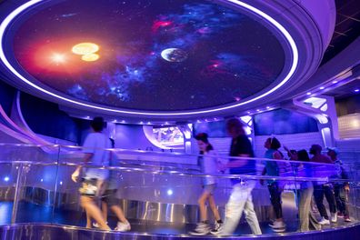 EPCOT guests visit the Galaxarium as part of their experience in Guardians of the Galaxy: Cosmic Rewind, the new family-thrill attraction at Walt Disney World Resort in Lake Buena Vista, Fla. (Kent Phillips, photographer)