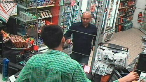 Naveed was captured on CCTV at a service station picking up condoms. (Supplied)