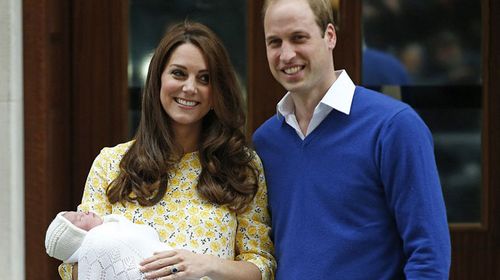 The Duchess of Cambridge presents her new daughter to the world. (AAP)
