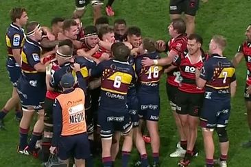 Highlanders and Crusaders players come to blows after David Havili had a crack at Timoci Tavatavanawai.