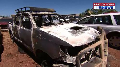 The ute was torched, presumably to destroy evidence. (9NEWS)