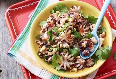 Recipe: <a href="http://kitchen.nine.com.au/2016/05/05/10/53/weight-watchers-barbecued-octopus-with-coriander-and-sweet-chilli" target="_top">Weight Watchers' barbecued octopus with coriander and sweet chilli</a>