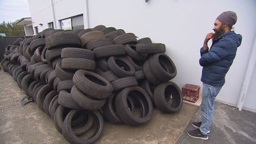 Four hours later, the workers had left about 500 used tyres in the driveway which the family never asked for.