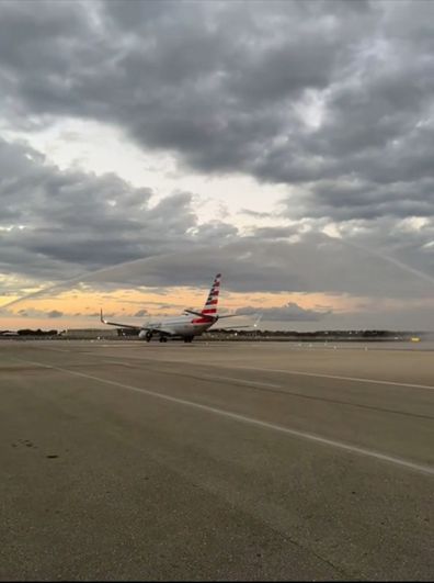 American airlines pilot retirement canon salute