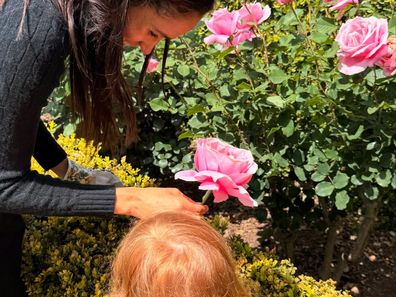 Meghan, Duchess of Sussex, in the garden with her kids