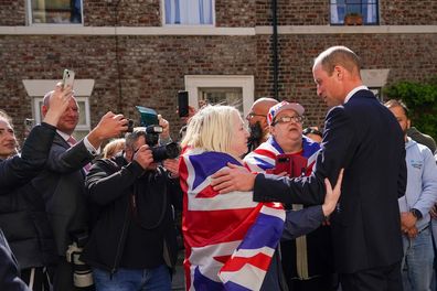 Prince William, Prince of Wales speaks with well wishers after he visits James' Place Newcastle on April 30, 2024 in Newcastle upon Tyne, England