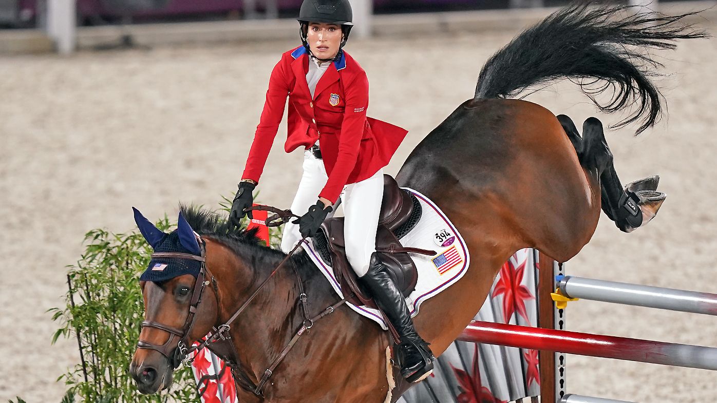 Jessica Springsteen of the USA aboard Don Juan Van De Donkhoeve during the Jumping Team Final 