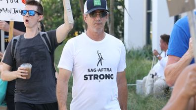 LOS ANGELES, CA - JULY 24: Dermot Mulroney is seen picketing with SAG-AFTRA and WGA members outside of Netflix studios on July 24, 2023 in Los Angeles, California. (Photo by MEGA/GC Images)