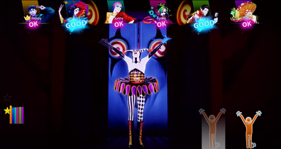 9PR: In-game footage of Just Dance 2024 in the clown dance of A QUEDA by Gloria Groove