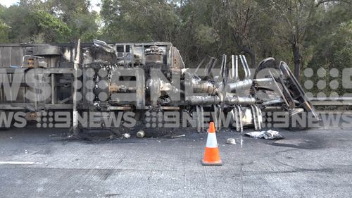 The charred remains of the truck will be removed later today.