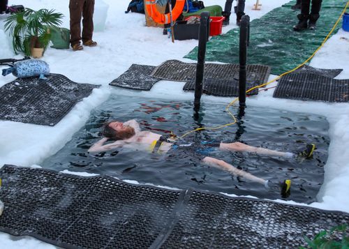 Antarctica winter solstice swim