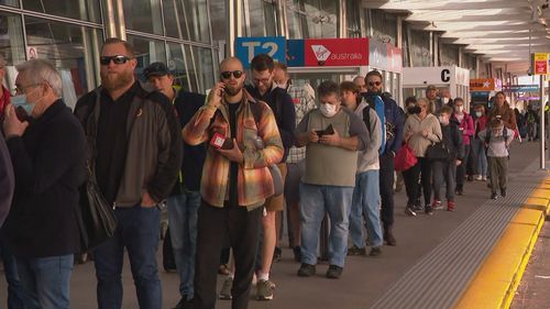 Long lines at Sydney Airport Monday 15 August