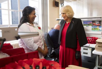 Camilla, Duchess of Cornwall visits the Poppy Factory