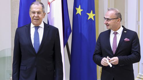 Russian Foreign Minister Sergey Lavrov and Croatian Foreign Minister Gordan Grlic Radman.