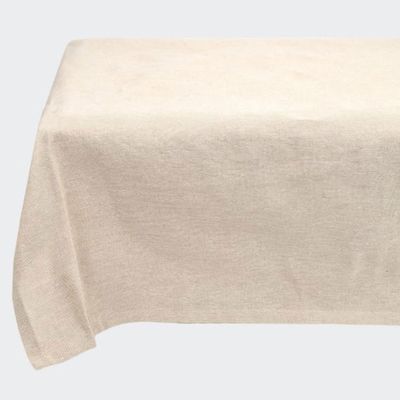 Beige linen look extra large tablecloth