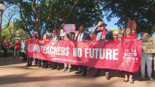 NSW teachers have marched through Sydney's CBD to Hyde Park and Parliament House.