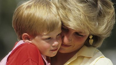 Harry and Diana in Spain in 1987 on holiday.