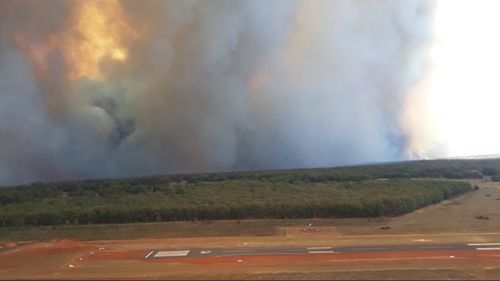 A bushfire on the Tingha Plateau as seen from Inverell Airport.